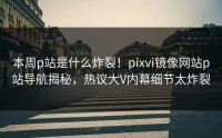 本周p站是什么炸裂！pixvi镜像网站p站导航揭秘，热议大V内幕细节太炸裂
