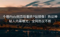 今晚Pixiv网页版重磅P站镜像！热议神秘人内幕曝光，全网热议不断