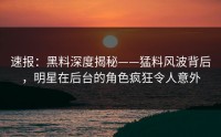 速报：黑料深度揭秘——猛料风波背后，明星在后台的角色疯狂令人意外