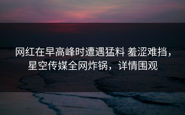 网红在早高峰时遭遇猛料 羞涩难挡，星空传媒全网炸锅，详情围观