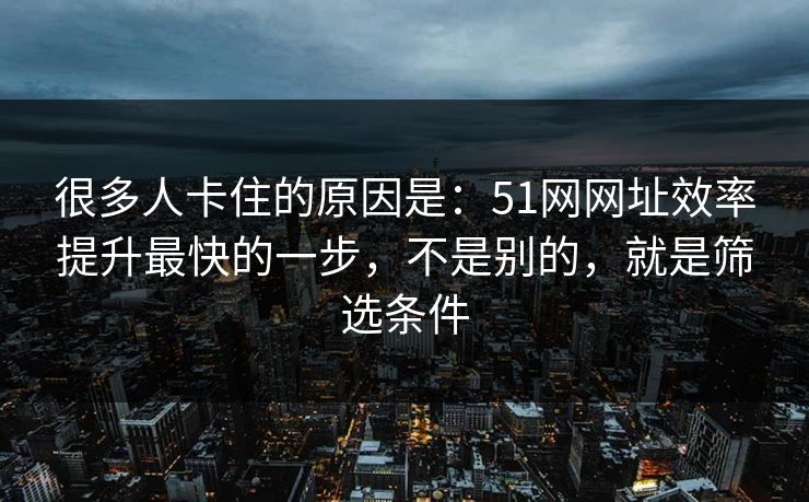 很多人卡住的原因是:51网网址效率提升最快的一步,不是别的,就是筛选条件 很多人卡住的原因是:51网网址效率提升最快的一步,不是别的,就是筛选条件