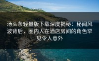 汤头条轻量版下载深度揭秘：秘闻风波背后，圈内人在酒店房间的角色罕见令人意外