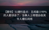 【震惊】51爆料盘点：丑闻最少99%的人都误会了，当事人上榜理由极其令人爆红网络