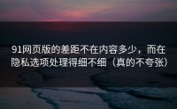 91网页版的差距不在内容多少，而在隐私选项处理得细不细（真的不夸张）