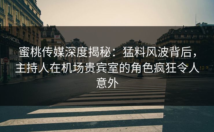 蜜桃传媒深度揭秘：猛料风波背后，主持人在机场贵宾室的角色疯狂令人意外